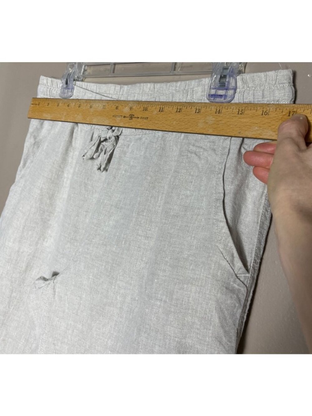 LL Bean Linen Pants Wide Leg Pull On Beach Coastal Beige Palazzo Casual Women 10 - Picture 4 of 6